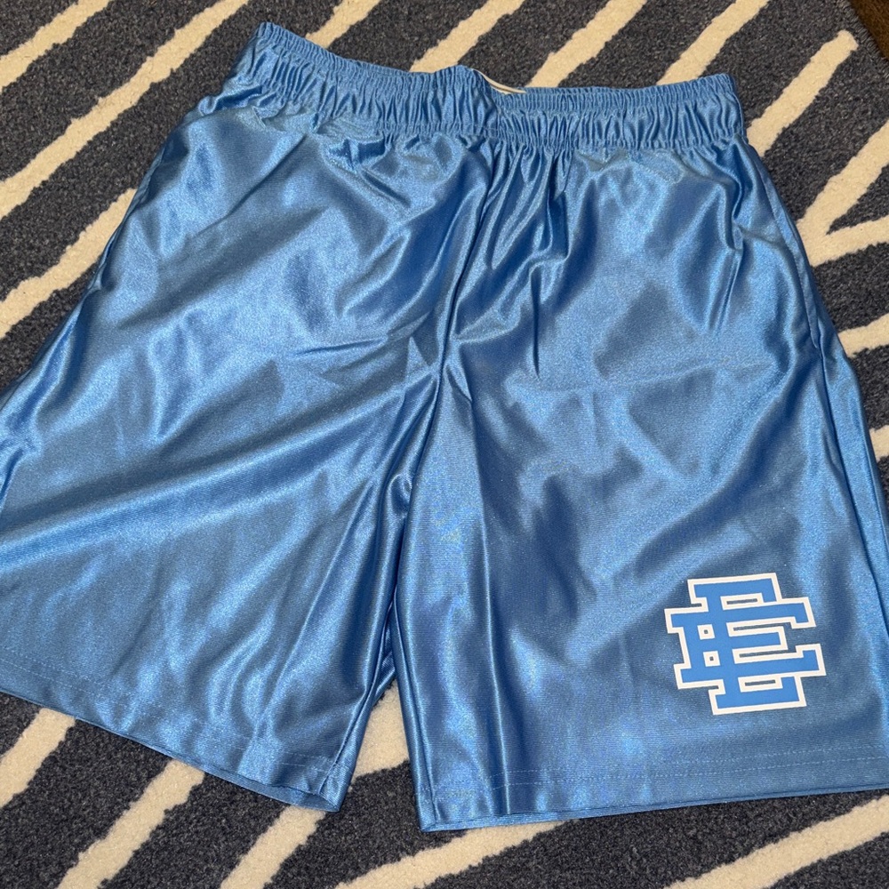 RARE Eric Emanuel Shiny Carolina Blue Athletic Shorts
